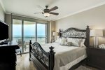 Master bedroom has king size bed, television and private access to the Gulf side balcony. 